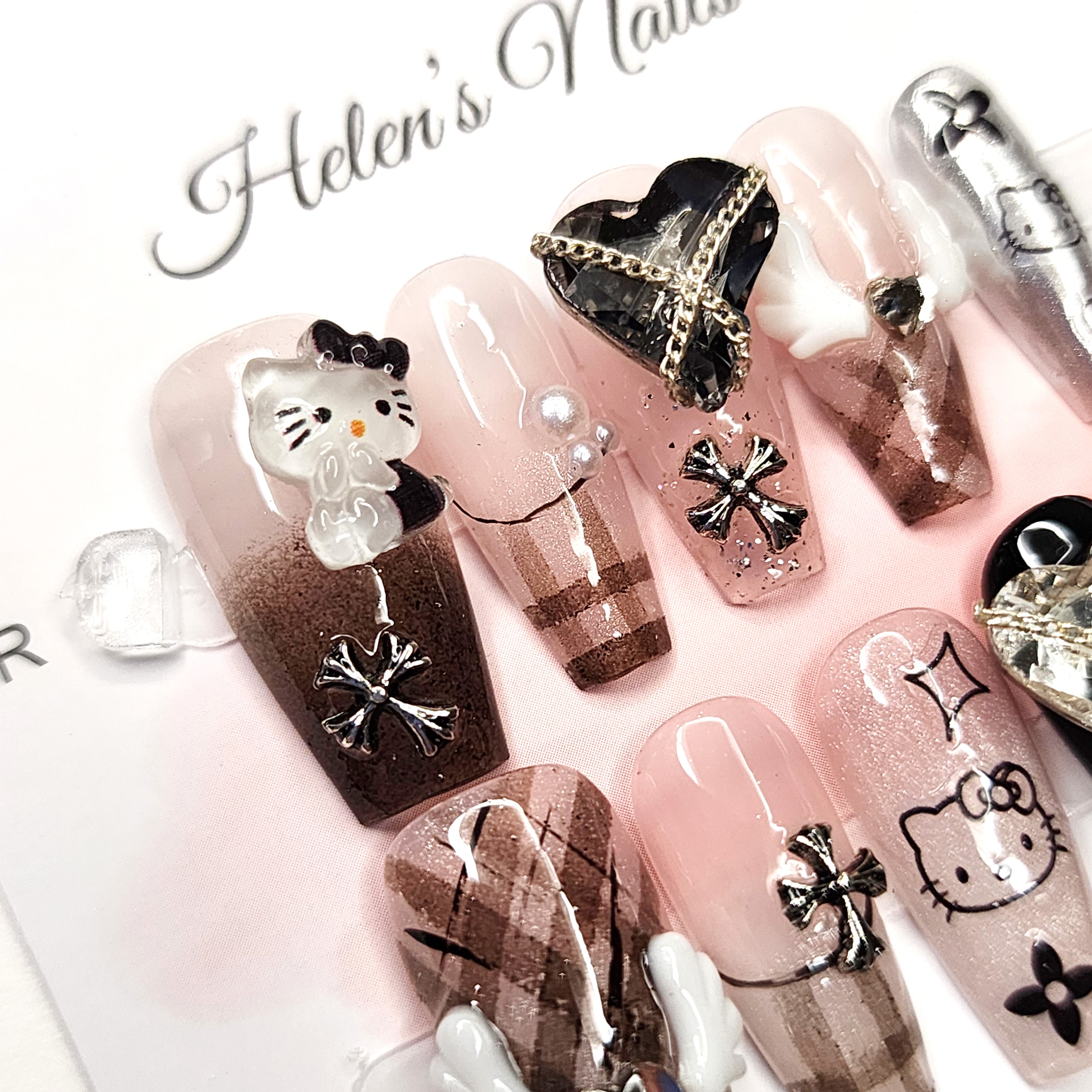 Plaid Kitty & Chain Charm Mix