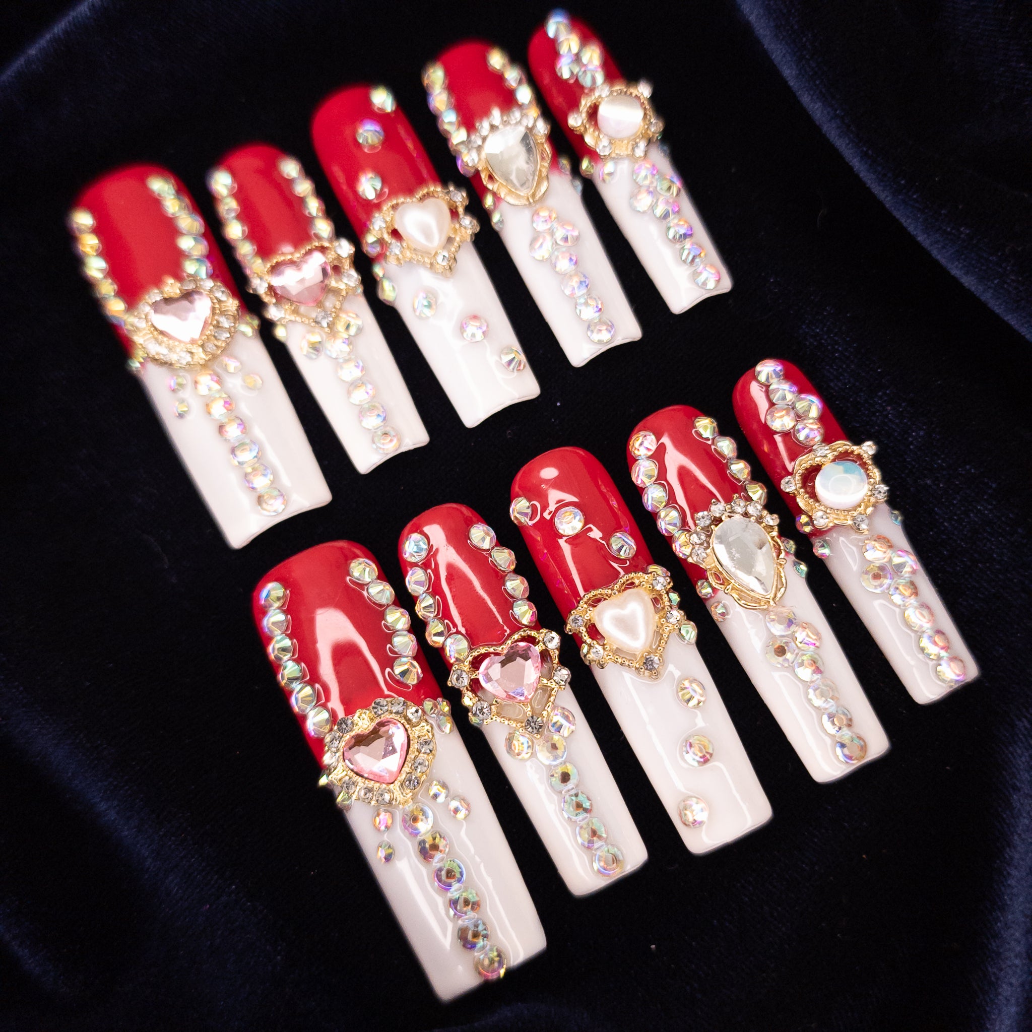 Red Heart Diamond Long Square Pipe