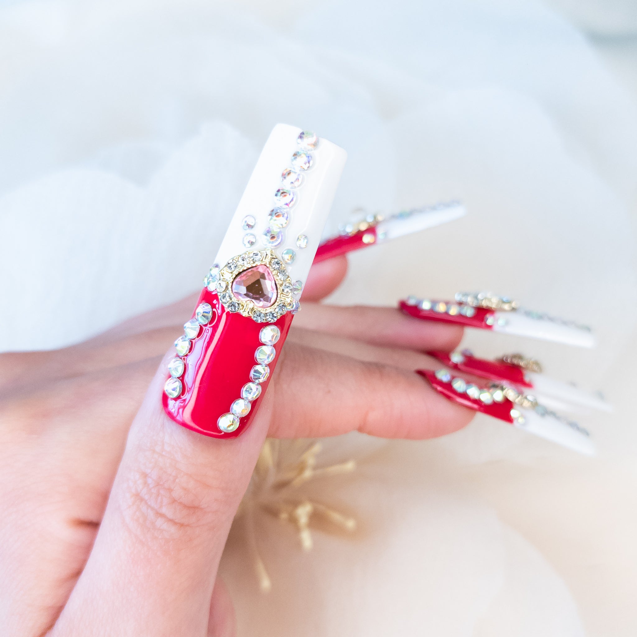 Red Heart Diamond Long Square Pipe