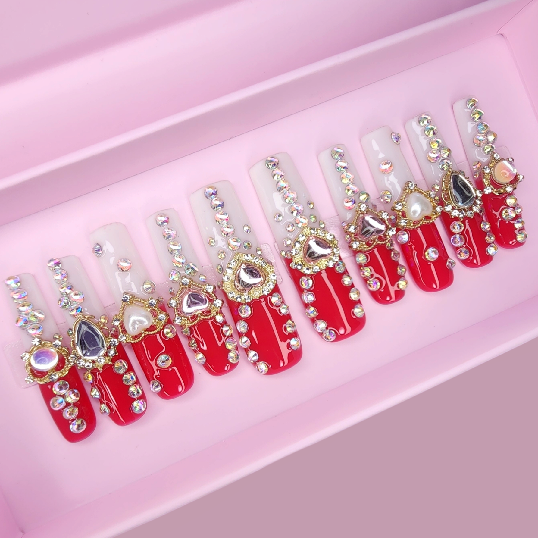 Red Heart Diamond Long Square Pipe